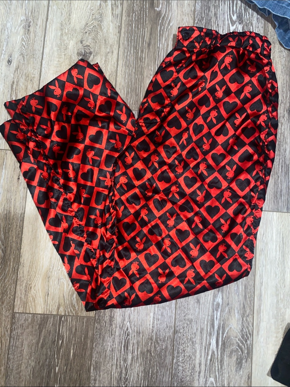 PLAYBOY Red and Black Heart & Bunny Jogger Pants